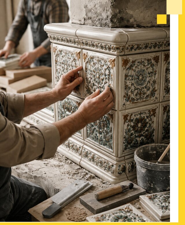 Изразцовые камины под ключ в Лабинске: проект и монтаж