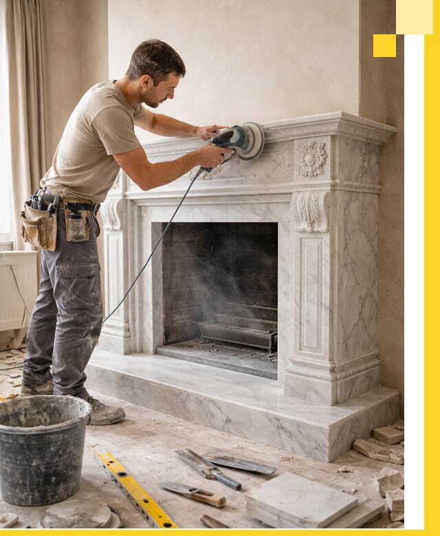 Изготовление и установка мраморных каминов в Лабинске под ключ