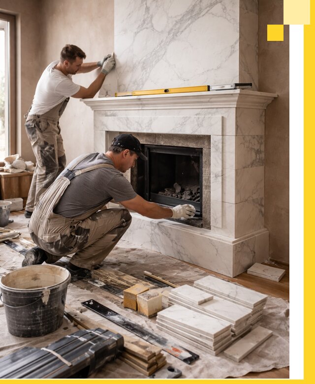 Отделка каминов в Лабинске качественные облицовочные работы