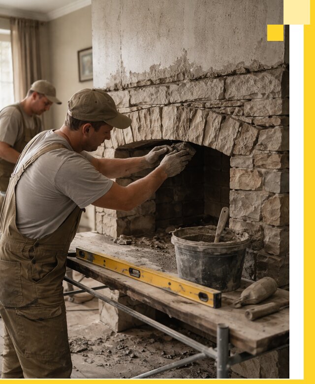 Изготовление каминов под ключ в Лабинске, монтаж и отделка