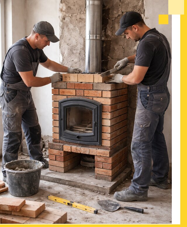 Монтаж печи камина под ключ в Лабинске с гарантией и пусконаладкой