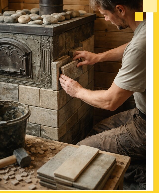 Облицовка банных печей в Лабинске профессиональная отделка