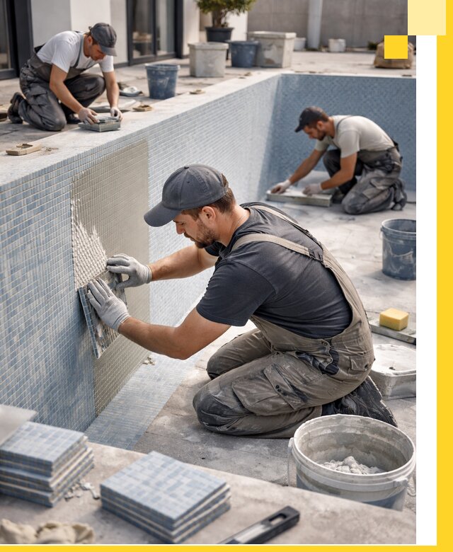 Облицовка бассейнов в Лабинске плитка мозаика гидроизоляция