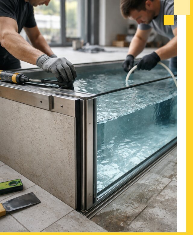 Проектирование и монтаж стеклянных бассейнов в Лабинске