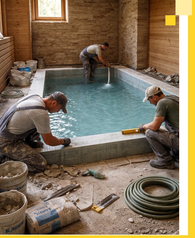 Проектирование и строительство бассейнов для бани в Лабинске