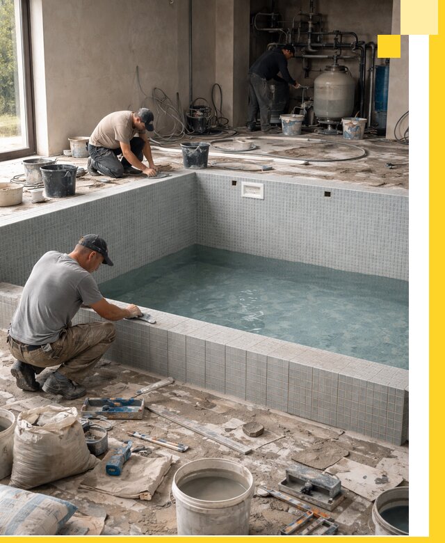 Строительство и монтаж бассейнов в помещении в Лабинске