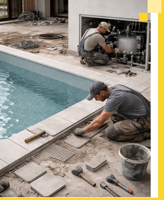 Строительство и монтаж бассейнов в коттедже в Лабинске