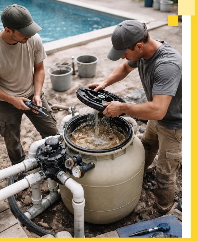 Установка и обслуживание песочных фильтров для бассейнов в Лабинске