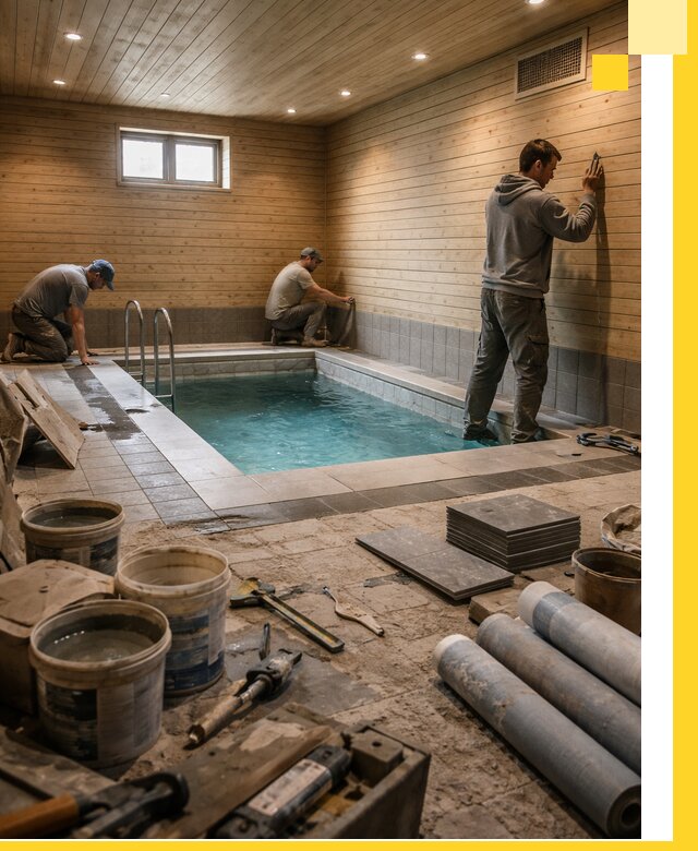 Строительство бани с бассейном и сауной под ключ в Лабинске