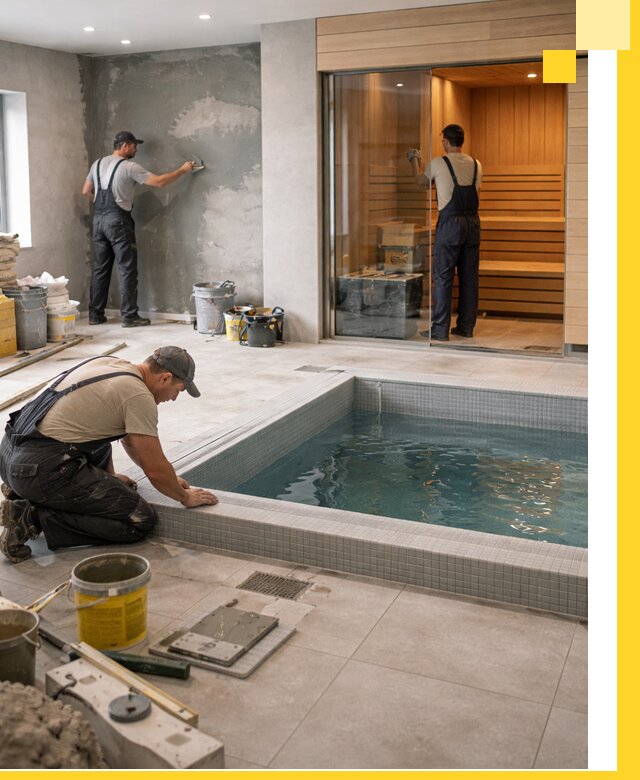 Проектирование и строительство сауны с бассейном в Лабинске