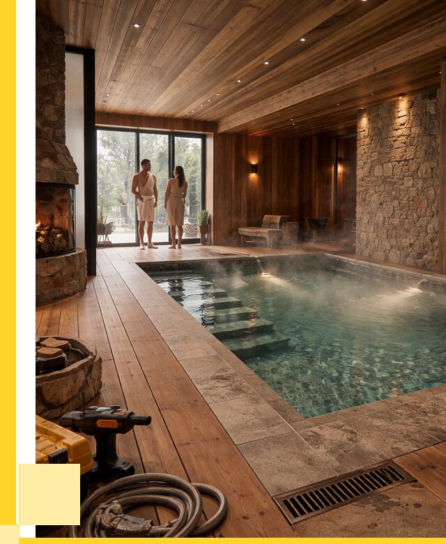 Проекты бань с бассейном под ключ в Лабинске от 80430 р., ЭриданЛбк