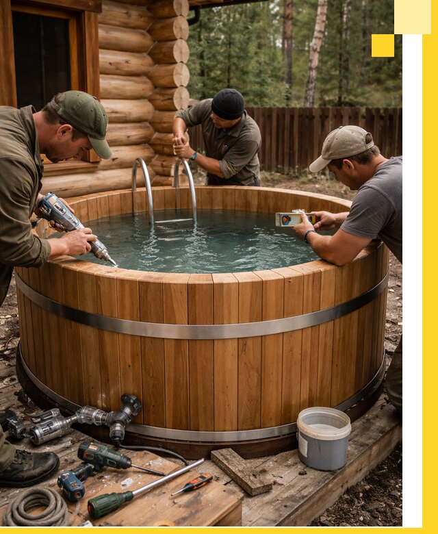 Строительство бань с купелью под ключ и отделкой в Лабинске