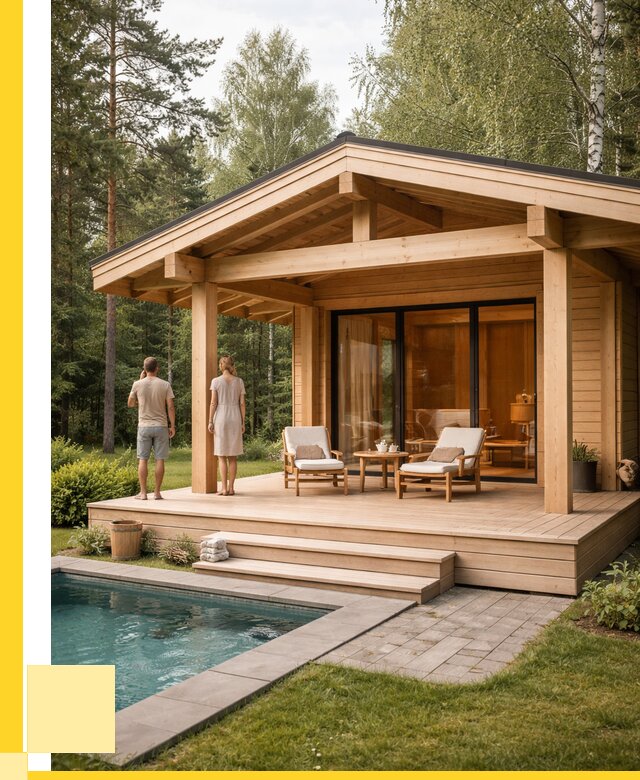 Бани с террасой под ключ в Лабинске от 643440 р. | ЭриданЛбк