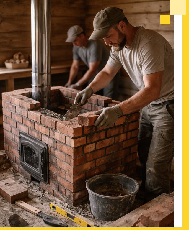 Кирпичные печи для бани под ключ в Лабинске, проект и монтаж