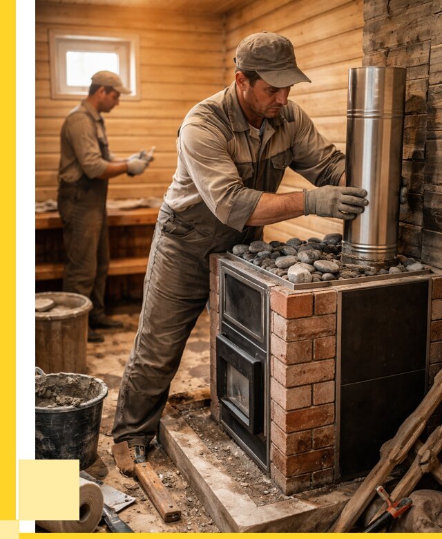 Монтаж печи в бане под ключ в Лабинске от 21448 р. | ЭриданЛбк