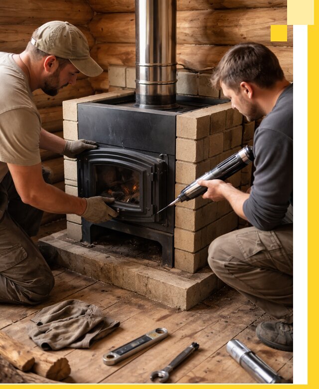 Монтаж и установка печи в бане под ключ с гарантией в Лабинске