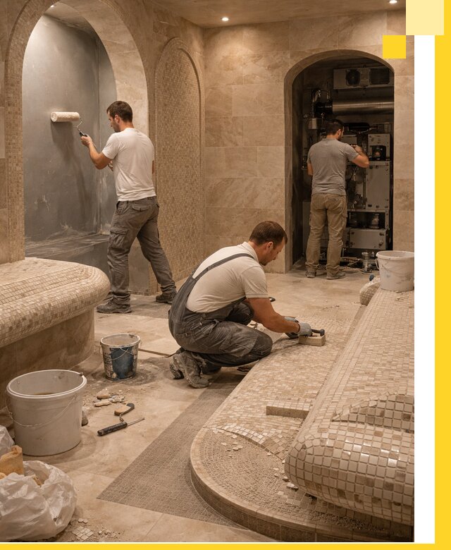 Строительство бани с хамамом и бассейном под ключ в Лабинске