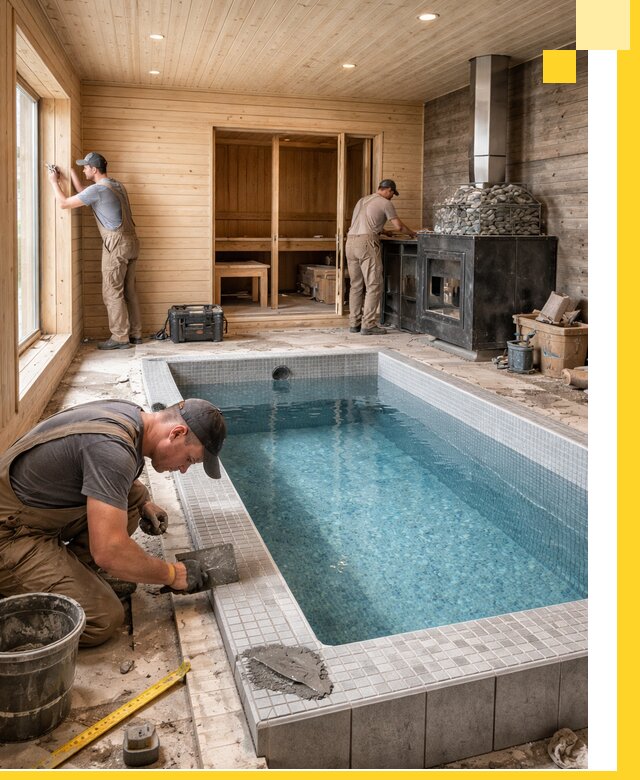 Проект бани с бассейном и сауной в Лабинске под ключ