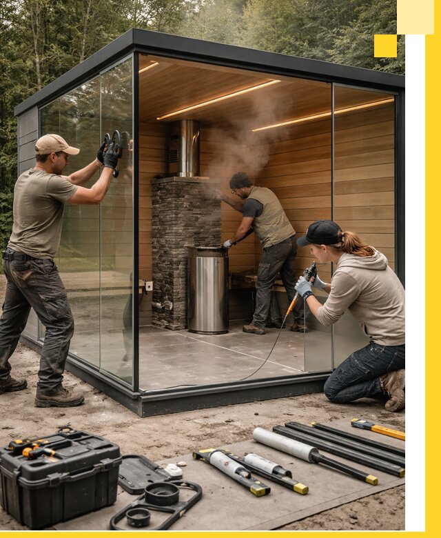 Проектирование и строительство стеклянных бань в Лабинске