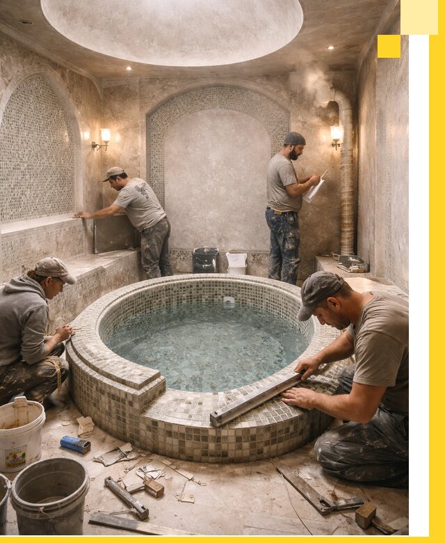 Профессиональное строительство хамама с бассейном в Лабинске под ключ