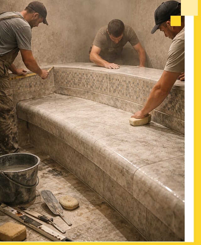 Изготовление и установка сидений для хамама в Лабинске