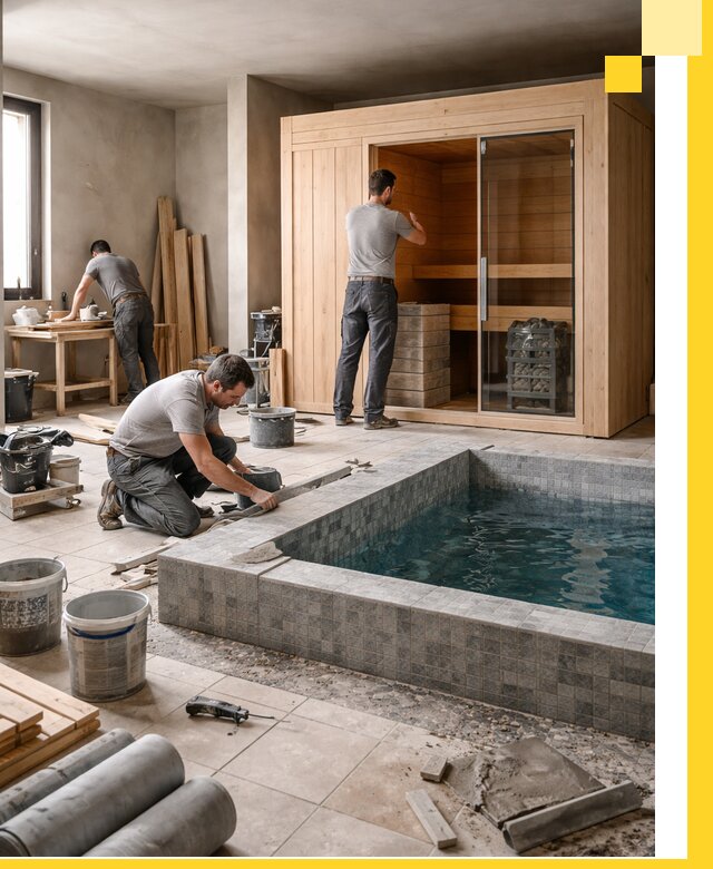 SPA зоны под ключ с бассейном сауной и печью в Лабинске